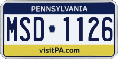 PA license plate MSD1126