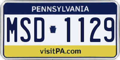 PA license plate MSD1129