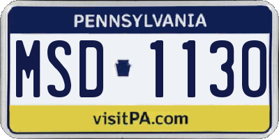 PA license plate MSD1130