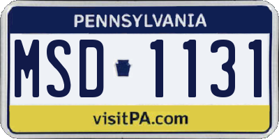 PA license plate MSD1131