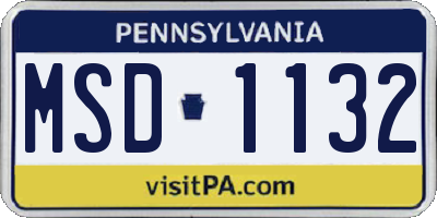 PA license plate MSD1132
