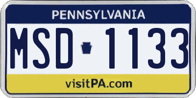 PA license plate MSD1133