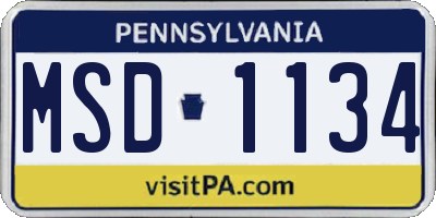 PA license plate MSD1134