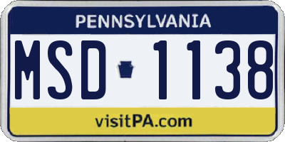 PA license plate MSD1138