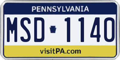 PA license plate MSD1140