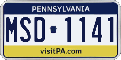 PA license plate MSD1141