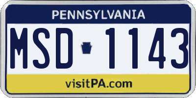 PA license plate MSD1143