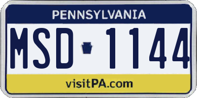 PA license plate MSD1144