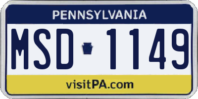 PA license plate MSD1149