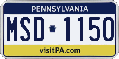 PA license plate MSD1150