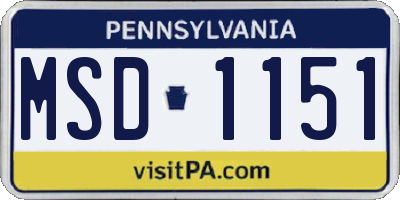 PA license plate MSD1151