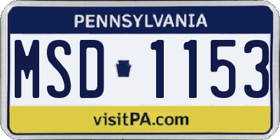 PA license plate MSD1153