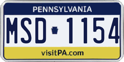 PA license plate MSD1154