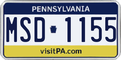 PA license plate MSD1155