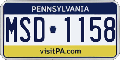 PA license plate MSD1158