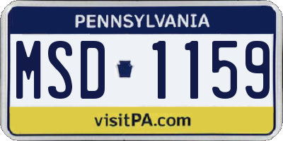 PA license plate MSD1159