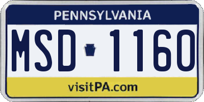 PA license plate MSD1160