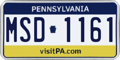 PA license plate MSD1161