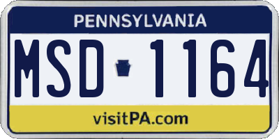 PA license plate MSD1164