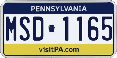 PA license plate MSD1165