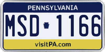 PA license plate MSD1166