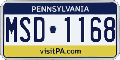 PA license plate MSD1168