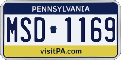 PA license plate MSD1169