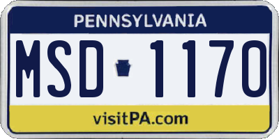 PA license plate MSD1170