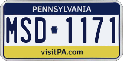 PA license plate MSD1171