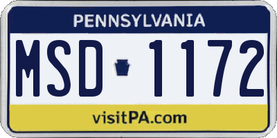 PA license plate MSD1172