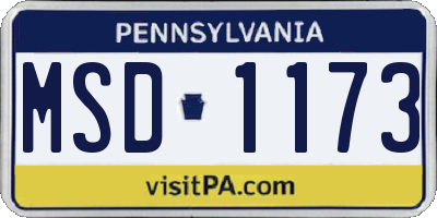 PA license plate MSD1173