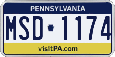 PA license plate MSD1174