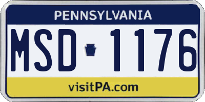 PA license plate MSD1176