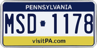 PA license plate MSD1178