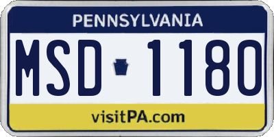 PA license plate MSD1180