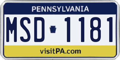 PA license plate MSD1181