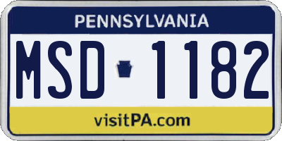 PA license plate MSD1182
