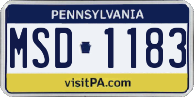 PA license plate MSD1183