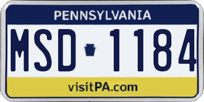 PA license plate MSD1184