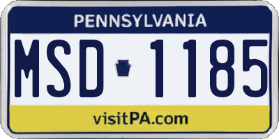PA license plate MSD1185