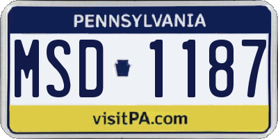 PA license plate MSD1187
