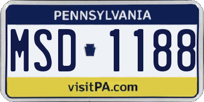 PA license plate MSD1188