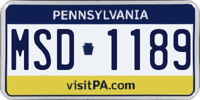 PA license plate MSD1189