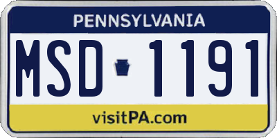 PA license plate MSD1191