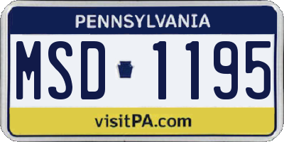 PA license plate MSD1195