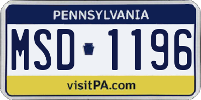 PA license plate MSD1196