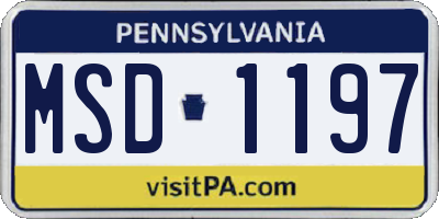 PA license plate MSD1197
