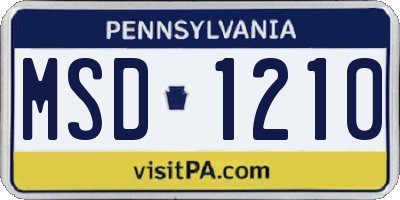 PA license plate MSD1210