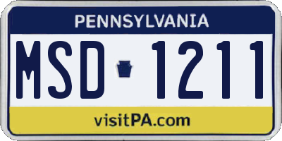 PA license plate MSD1211