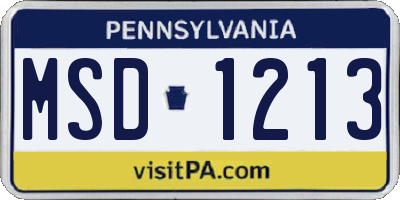 PA license plate MSD1213